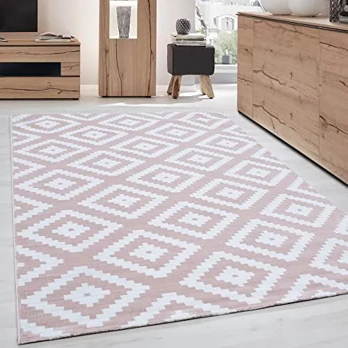 Carpettex Teppich Wohnzimmer Kurzflor 160 x 230 cm Pink Modern Geometrisch Design -Teppich Schlafzimmer Flauschig Extra Weich Waschbar Küchenteppich Teppich Esszimmer Kinderzimmer Wohnzimmerteppich