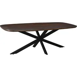 Livingfurn Jesper Esstisch – Dänisches Ovaldesign aus Mangoholz mit Stahlgestell - Eleganter Esstisch im dänischen Ovaldesign aus hochwertigem Mangoholz, kombiniert mit einem stabilen, gekreuzten Stahlgestell. Ideal für stilvolle Essbereiche und moderne Einrichtung.