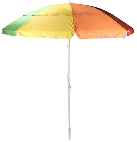 Spetebo Sonnenschirm bunt 220 cm inkl. Bodenhülse - 50+ UV Schutz - Strandschirm Gartenschirm Schirm mit Knickgelenk