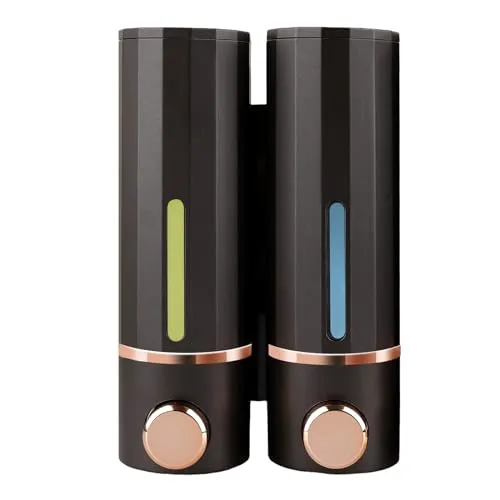 ILIKEPOW Seifenspender Wandbefestigung 420 ml Dispenser Wandmontage Flüssigseifenspender Badezimmer Duschgel Spender Waschmittel für Küche, Bad und Hotel Zuhaus 2X Schwarz