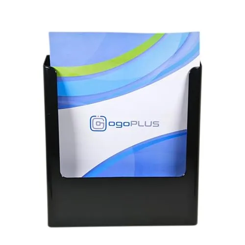 ogoPLUS DIN A4 Wandprospekthalter Hochformat - schwarz / Prospekthalter, Prospektständer, Flyer-Ständer, Flyerhalter, Prospektbox, Aufsteller, Werbung, Wandmontage