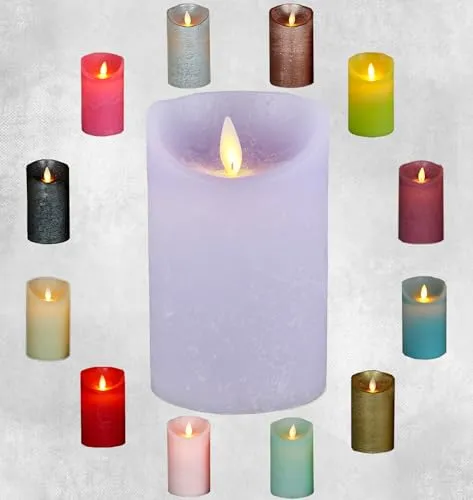 Coen Bakker LED Echtwachskerze realistische Kerze viele Farben mit Timer flackender Docht Wachskerze Kerzen Batterie, Farbe:Lila, Größe:12.5 cm