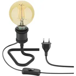 ledscom.de Tischlampe RETRA, Schalter, schwarz + LED Lampe 818lm warmweiß