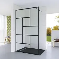 AQUABATOS Walk-In Dusche 100x200 cm matt schwarz mit Klarglas - Elegante Walk-In Duschabtrennung für Badewannen mit 8 mm ESG Sicherheitsglas. Dank der Nano-Beschichtung ist die Reinigung besonders einfach. Verstellbereich von 98-100 cm für flexible Montage.