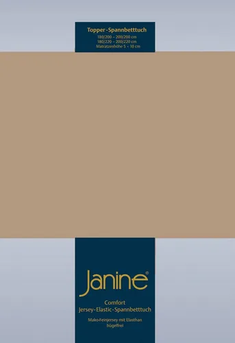 Janine Topper-Spannbetttuch Hellbraun 100x200 cm - Bettlaken aus bügelfreiem Mischgewebe, formstabil und besonders dehnbar für höchsten Schlafkomfort, ideal für allergikerfreundliche Reinigung bei 60 °C.