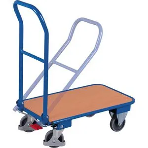 Klappwagen 250 kg EasySTOP - 900 x 600mm - Transportwagen für Werkstatt und Lager mit zentraler Fußbremse. Robuste Stahlkonstruktion und kratzfeste Ladefläche für hohe Belastbarkeit und einfache Handhabung.