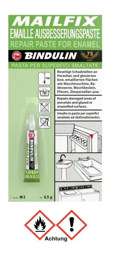 Bindulin Mailfix M3WE Emaille Ausbesserungspaste weiß 6,5g (1060€/kg) 950309105