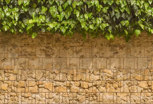 Bedruckter Sichtschutz EFEU & MAUER 2,5m x 1,8m - Grau - Hochwertiger Sichtschutz mit fotorealistischem Efeu- und Mauer-Motiv. Ideal für Doppelstabmattenzäune, wetterfest und pflegeleicht für langfristige Nutzung im Garten.