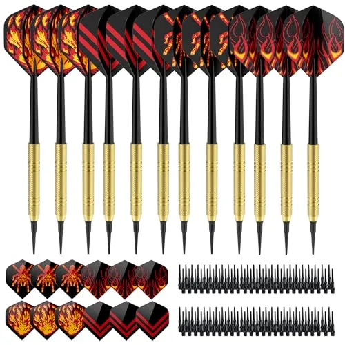 Dartpfeile mit Kunststoffspitze 12 Stück | Softdarts Set für Elektronische Dartscheibe