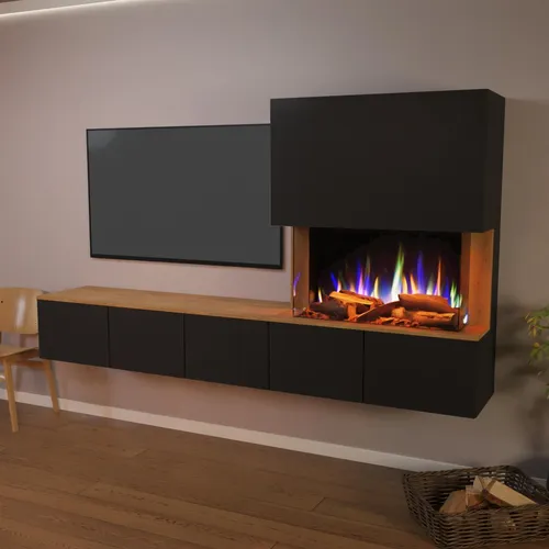 Glow Fire Elektrokamin 'PR6' | LED Standkamin in Schwarz mit Heizfunktion - Realistische 3D-Flammen und individuelle Gestaltungsmöglichkeiten machen diesen Elektrokamin zum Highlight in jedem Raum. Mit integrierter Heizfunktion und Fernbedienung für optimalen Komfort.