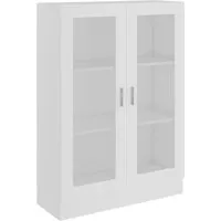 vidaXL Vitrinenschrank Weiß 82,5x30,5x115 cm - Robuster Holzwerkstoff mit 3 Fächern und 2 Türen, ideal für dekorative Aufbewahrung und einfachen Zugang