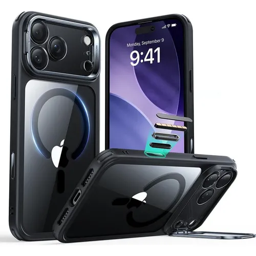 ESR - Classic Classic Hybrid HaloLock Kickstand - iPhone 17 Pro Max - Clear Black (Apple iPhone 17 Pro Max) (59432323)