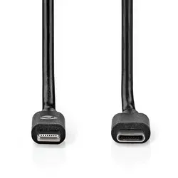 Nedis Lightning Kabel - USB 2.0 - Apple Lightning 8-Pin - USB-C Stecker - 480 Mbps - Vernickelt - 1.00 m - Rund - PVC - Schwarz - Label - Schwarz