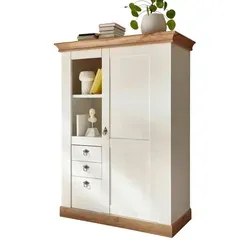 Furn.Design Highboard Hemsby, Weiß & Eiche Wotan