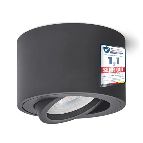 linovum LED Aufbaustrahler Aufbauleuchte SMOL schwenkbar in anthrazit matt & rund mit LED 4W, Neutralweiß