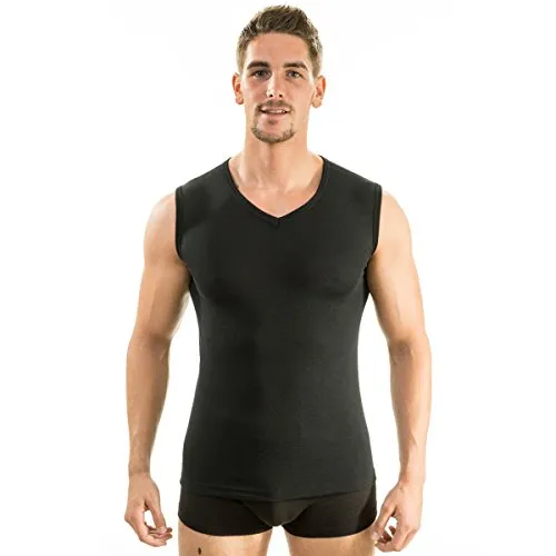 HERMKO 63050 Herren Funktions Tank Top mit V-Ausschnitt Funktionsunterwäsche Unterhemd aktiv schnelltrocknend Muskelshirt, Größe:D 9 = EU 3XL, Farbe:schwarz