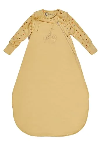 Sterntaler Schlafsack mit Armen 100cm Giraffe & Löwe – Jersey, leicht wattiert - Vielseitiger Schlafsack mit abnehmbaren Ärmeln für optimale Anpassung an verschiedene Temperaturen. Praktischer 2-Wege-Reißverschluss für einfaches Wickeln. Ideal für erholsamen Schlaf Ihres Babys.