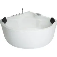 Basera Eck-Badewanne Nendo 149 x 149 cm mit Wasserfall und LED-Ambiente - Badewanne für 2 Personen mit LED-Lichtspiel in 7 Farben, gepolsterten Kopfstützen und optimaler Wärmespeicherung für ein entspannendes Badeerlebnis.