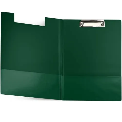Netuno 1 Stück Klemmbrettmappe A4 Dunkelgrün mit Deckel und Metallclip Schreibplatte aus Hartkunststoff Dokumentenhalter Schreibunterlage Clipboard Mappe mit Bügelklemme