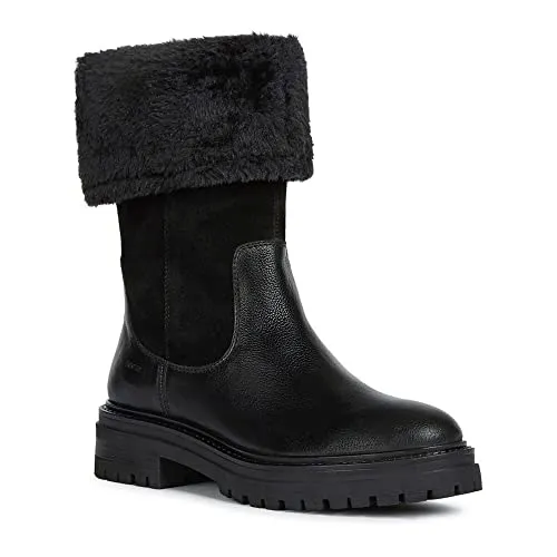 Geox Damen D Iridea M Stiefel, Schwarz, 37 EU - Wanderschuhe mit 5 cm Absatzhöhe, atmungsaktive Sohle und leichter Einstieg durch Reißverschluss für maximalen Komfort bei Outdoor-Aktivitäten.