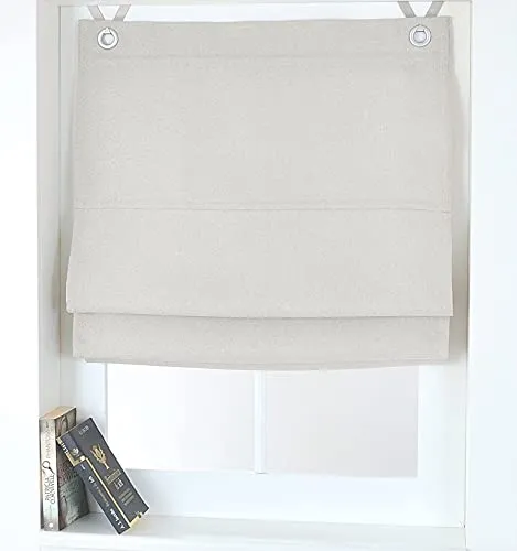 Raffrollo Ösenrollo Dimout Weiss/Grau - Blickdicht & Verdunkelung - Raffrollos in 60x130 cm, blickdicht und verdunkelnd, dimmt Lichteinfall zu 95%. Einfache Montage ohne Bohren! Pflegeleichte Qualität aus 100% Polyester für eine gemütliche Atmosphäre.