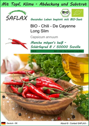 SAFLAX Gemüsesamen SAFLAX - Garden to go - BIO - Chili - De Cayenne Long Slim