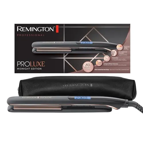 Remington PROluxe Midnight Glätteisen - Glätteisen mit OPTIheat-Technologie für langanhaltende Styling-Ergebnisse, 110mm Keramikstylingplatten und schnellaufheizend, ideal für perfektes Haarstyling.