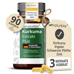 Naturklar Kurkuma Extrakt Kapseln 5-Fach Kombi - Pflanzenextrakte mit 5.200 mg Kurkuma pro Tagesdosis, vegan und hochdosiert, ideal für Ihr Wohlbefinden und aus deutschen Laboren geprüft.