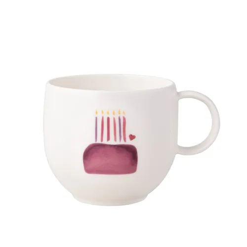 Villeroy & Boch With Love Henkelbecher Happy Birthday 290 ml - Thermobehälter mit fröhlichem Design, perfekt für Geschenke – mikrowellensicher und spülmaschinenfest, ideal für jeden Anlass!