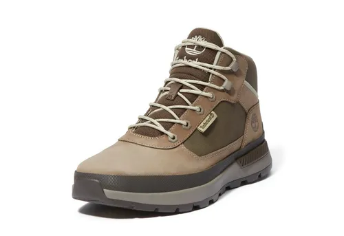 Timberland Mens Mid Lace UP Sneaker md grey nubuck w dk brown - Wanderschuhe für Herren, ideal für Alltag und Freizeit, aus umweltfreundlichem REBOTL Material und mit rutschfester Gummi-Außensohle.