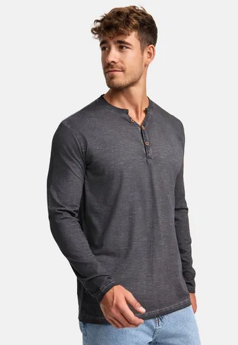 Indicode Langarmshirt INKilsone - Herren-Shirt in Dk Grey, lässiges Longsleeve mit modischer Knopfleiste, perfekt für den Alltag und bequem aus 100% Baumwolle.