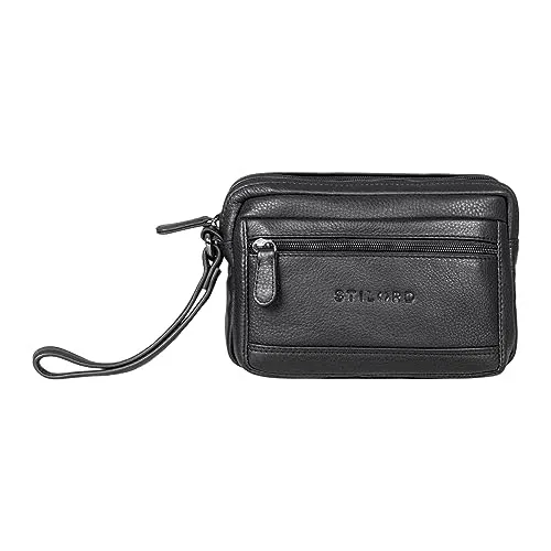 STILORD Herren-Handgelenktasche aus Echtleder schwarz - Vintage Männer-Handtasche - Retro Ledertasche - Leder-Herren-Organizer 'Pax'