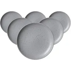 Ritzenhoff & Breker Kitwe Dessertteller 6er Set - Grau - Ø 20 cm - Teller Set aus Steingut, spülmaschinenfest und mit einzigartiger Maserung für ein stilvolles Gourmet-Erlebnis.