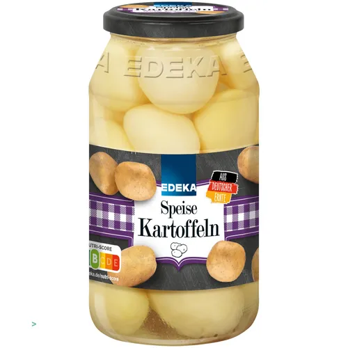 Edeka Speisekartoffeln küchenfertig geschält und gekocht 680g Glas