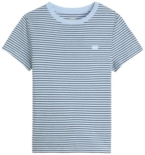 Levi's Essential Hm T-Shirt Ava Stripe Chambray Blue Gr. L - Stylisches Shirt für Damen, aus hochwertiger Baumwolle und mit trendigem Streifenmuster – perfekt für legere Looks.