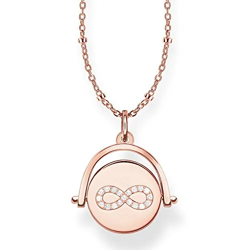 Thomas Sabo Damen-Anhänger Roségold Unendlichkeit Kette mit Diam. Silber vergoldet Diamant weiß - D_LBKE0001-923-14-L45v