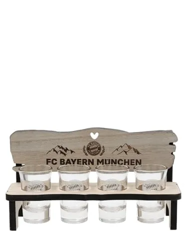 FC Bayern München Schnapsbank mit 4 Schnapsgläsern von FC Bayern München