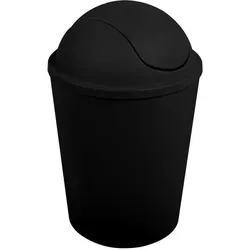 MSV AKO Abfalleimer mit Klappdeckel, 5,5 l, kompaktes Design, ideal für Bad oder Küche, Schwarz - Schwarz