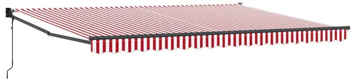vidaXL Automatische Einziehbare Markise Rot und Weiß Gestreift 450x300 cm - Außenanbau mit schickem rot-weißem Streifen-Design, UV-beständig und wasserfest. Bietet großzügigen Schatten und ist einfach einziehbar für flexiblen Einsatz.