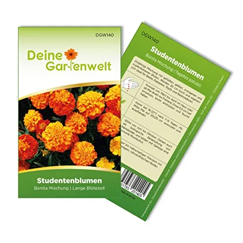 Studentenblumen Bonita Mischung Samen - Tagetes patula - Studentenblumensamen - Blumensamen - Saatgut für 50 Pflanzen