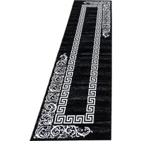 Novel Läufer Miami, Schwarz, 80x300 cm - Teppiche, eleganter Teppichläufer mit schmutzabweisendem Flor, ideal für Fußbodenheizung und perfekt für Hausstauballergiker.