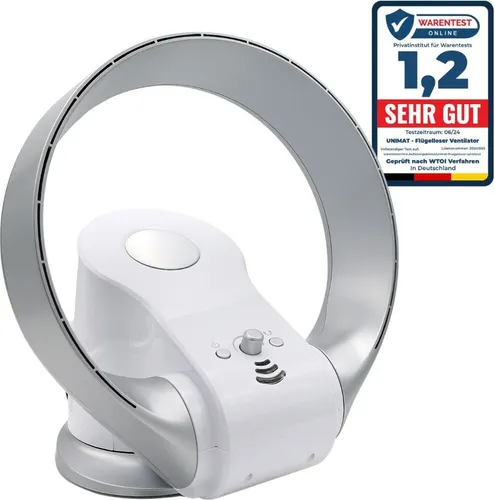 Unimat Ventilator UBF 1 mit Fernbedienung - Tisch- und Wandventilator in Weiß, stufenlos einstellbar und energieeffizient (EEK A) – ideal für komfortable Kühlung im gesamten Raum.