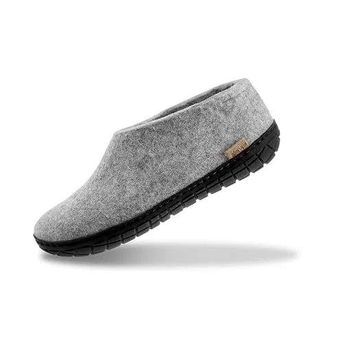 Glerups Filz Hausschuhe Herren und Damen (Größe 40) | Komfortabler Hausschuh mit Natürlicher Gummisohle | Herren & Damen Slipper Geschlossen | Comfortable Slippers Women & Men