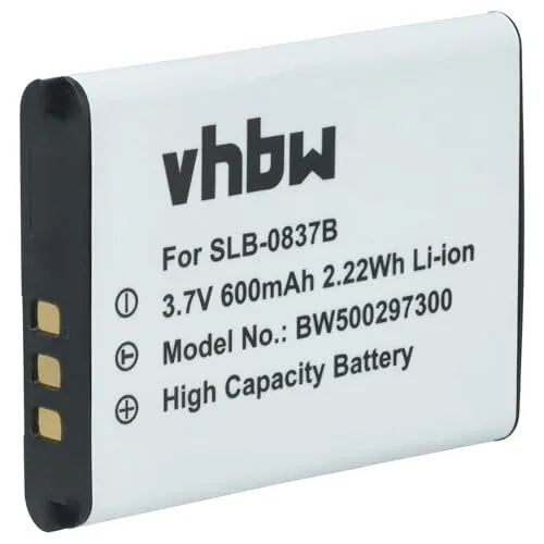 vhbw Akku kompatibel mit Samsung Digimax L201, L301, L70, L83t, NV10, NV15, NV20 Kamera Digicam DSLR (500mAh, 3,7V, Li-Ion)