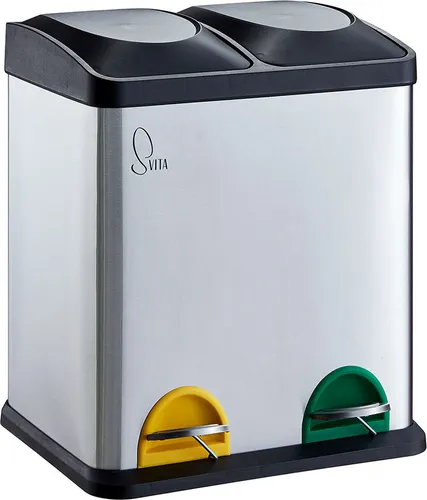 Svita Mülltrennsystem TC2X15, eleganter 2er-Mülleimer - Haushaltszubehör mit 2 Fächern und Fußtrittmechanismus für müheloses Öffnen, ideal für eine einfache Mülltrennung in der Küche.