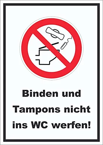 Keine Binden und Tampons ins WC werfen Aufkleber A7 (74x105mm)