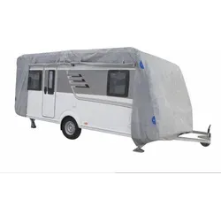 Schutzhülle für Wohnwagen-Caravan XL 6,70m - Aschesauger: Schützen Sie Ihren Wohnwagen effektiv vor Wind und Wetter mit dieser atmungsaktiven, reißfesten und wasserdichten Schutzhülle. Ideal für alle Wetterbedingungen!