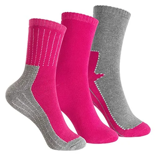Footstar Kinder Frottee-Socken mit Motiv (3 Paar) Warme Socken mit Thermoeffekt - Pink 35-38