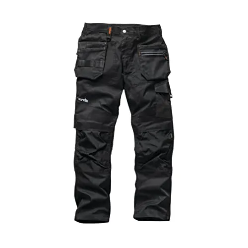 Scruffs Stretch-Arbeitshose „Trade-Flex“, schwarz 50S / 24 (T54493) - Arbeitshose mit robustem Baumwollstretch für maximalen Tragekomfort und Bewegungsfreiheit. Ideal ausgestattet mit CORDURA-Knietaschen und vielen praktischen Taschen für Handwerk und Gewerbe.