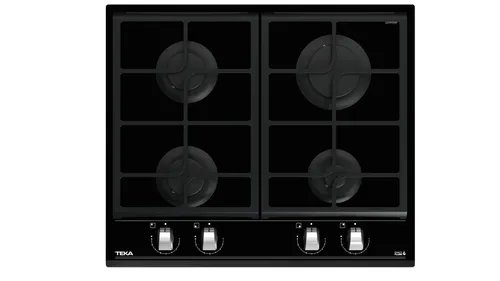 60cm Glas-Gaskochfeld mit 4 Kochzonen, Knebel Frontbedienung